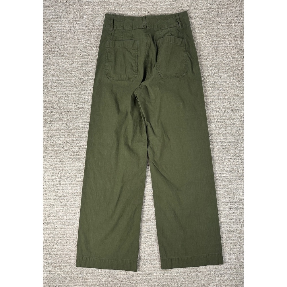 Maeve by Anthropologie The Colette Wide Leg Pants Green Linen Blend Size 28 - Picture 2 of 11